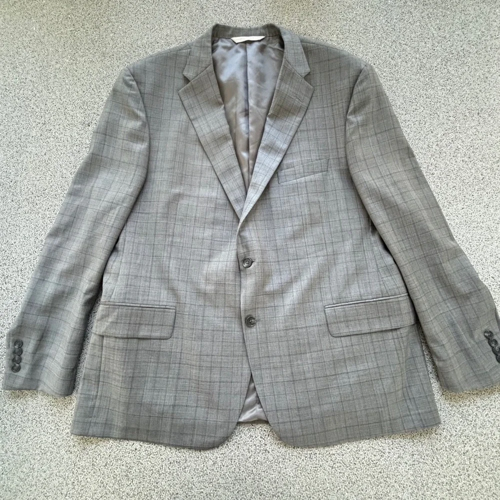 Samuelsohn Suit 50R 44x31+ Gray Super 110s Wool Glen Plaid Canada Luxury Classic